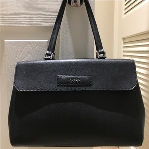 Authentic Furla black leather handbag